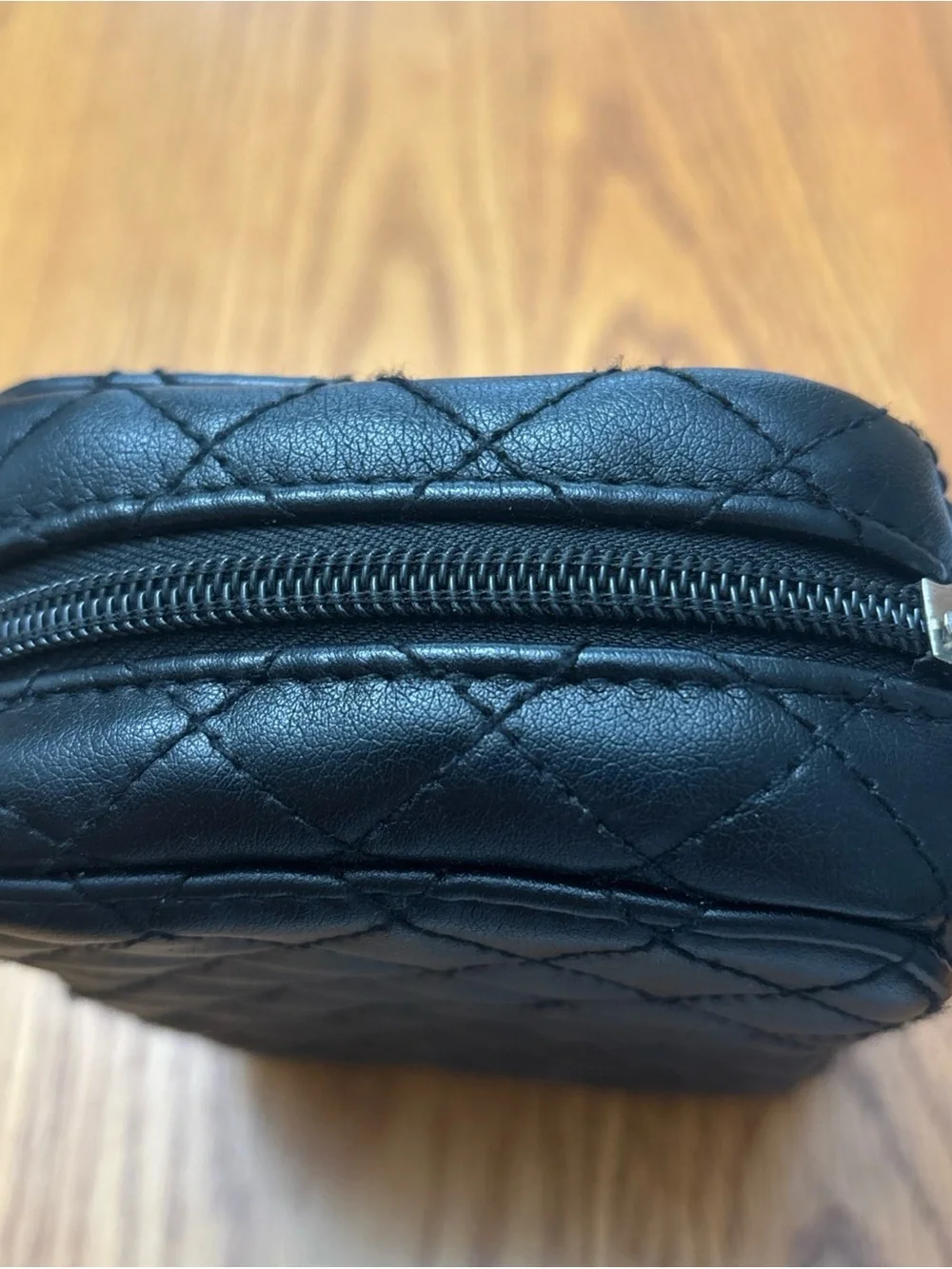 Trish McEvoy Quilted Leather Cosmetic Pouch - Black
